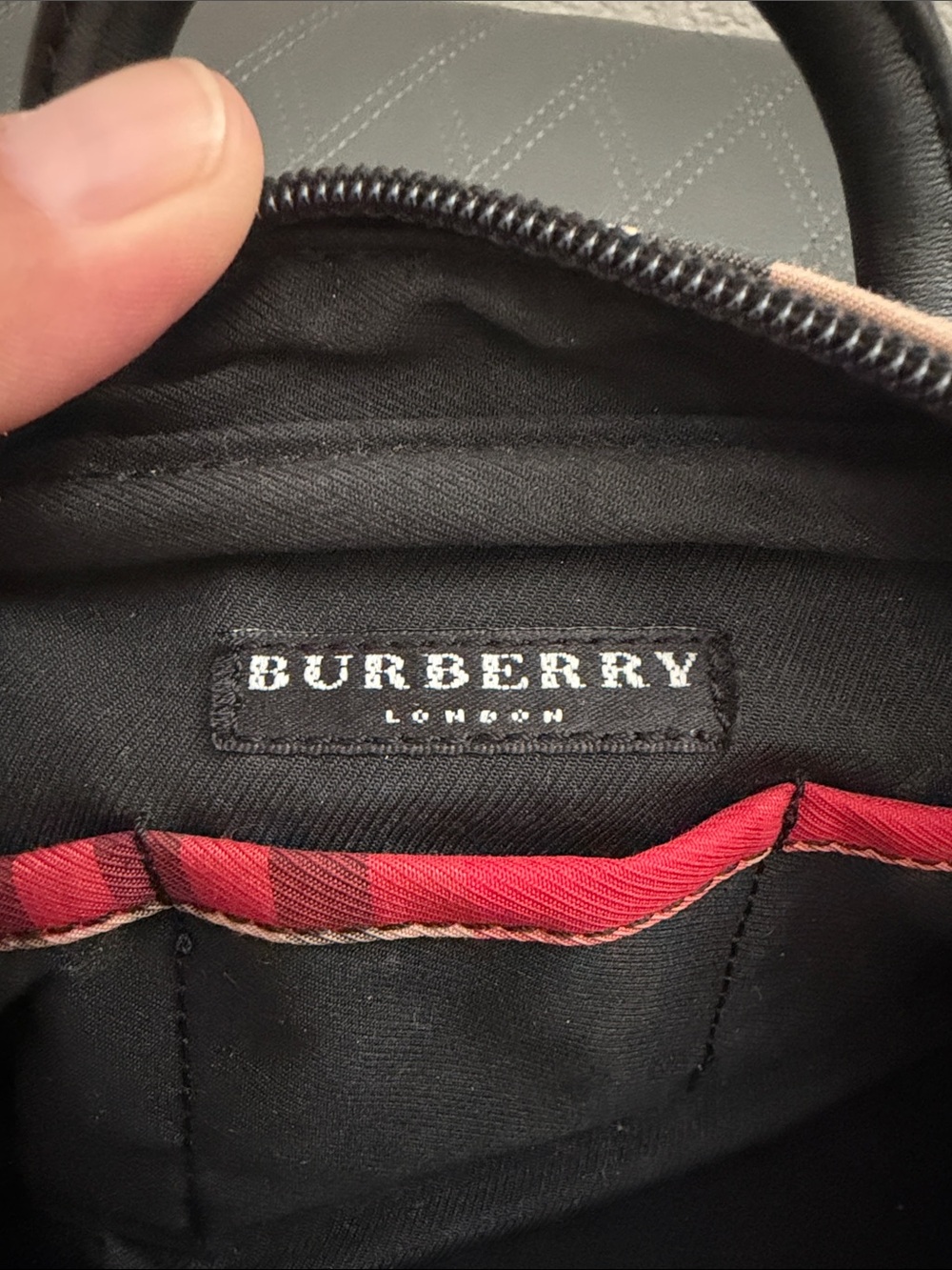 Burberry Black Pouch with Red Check Trim - Picture 6 of 6